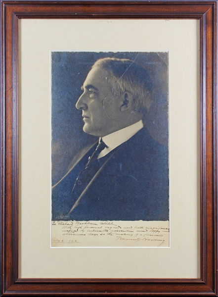 President Warren G. Harding Signed Framed Harris & Ewing Photograph with Great Inscription (Beckett/BAS LOA)