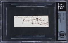 President Zachary Taylor Signed 1.25" x 3.25" Document Segment with Military Ranking (Beckett/BAS Encapsulated)
