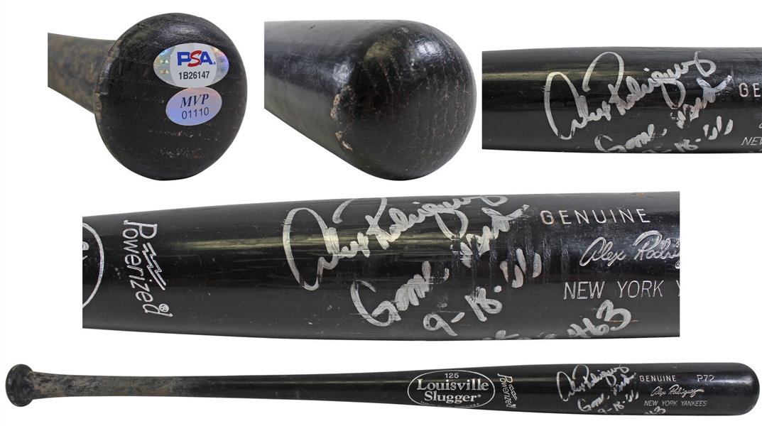 Alex Rodriguez Game Used & Signed Personal Model Louisville Slugger Bat Attributed to HR #463 (PSA/DNA GU 9)
