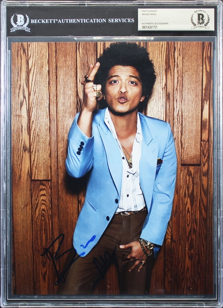 Bruno Mars Ultra Rare In-Person Signed 8" x 10" Color Photo (Beckett/BAS Encapsulated)