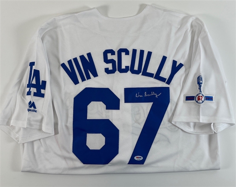 Vin Scully Signed L.A. Dodgers Jersey (PSA/DNA LOA)