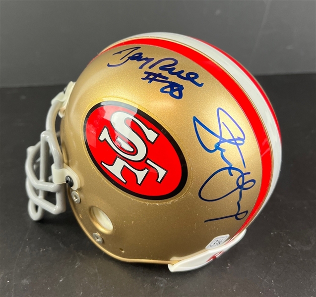 Jerry Rice & Steve Young Signed SF 49ers Mini-Helmet (Third Party Guaranteed)