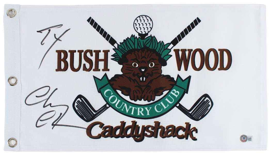 Caddyshack: Chevy Chase Signed Bushwick Country Club Golf Flag with "Ty" Inscription (Beckett/BAS Witnessed)
