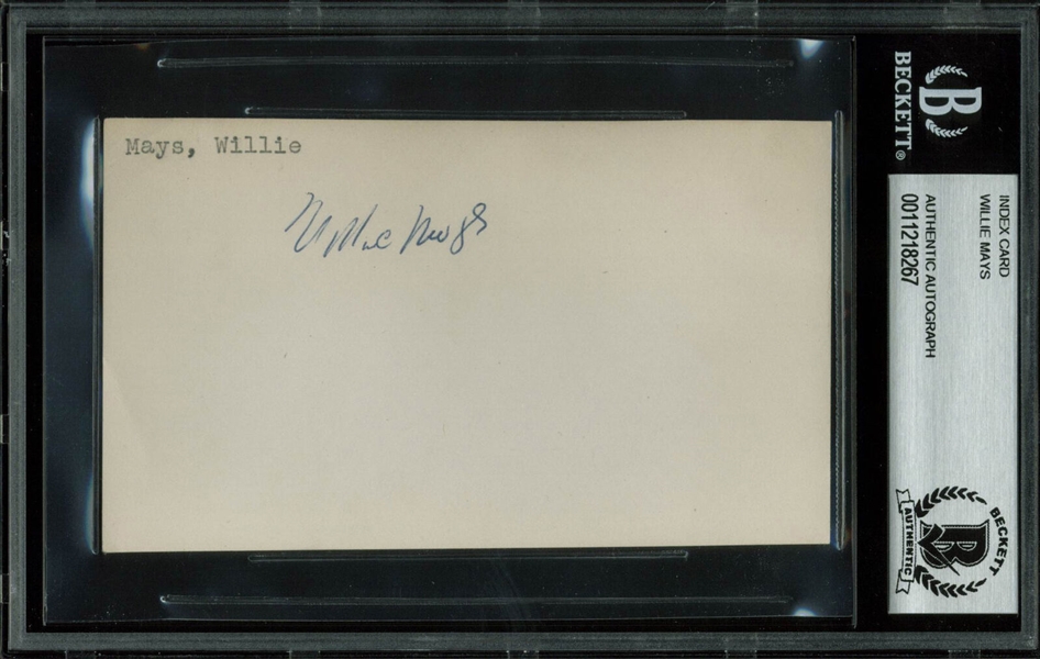 Willie Mays Signed 3.5" x 5.5" Index Card with Vintage Rookie Era Autograph (Beckett/BAS Encapsulated)