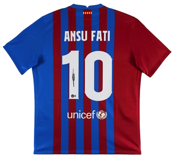 Ansu Fati Signed Barcelona Nike Soccer Jersey (Beckett/BAS)