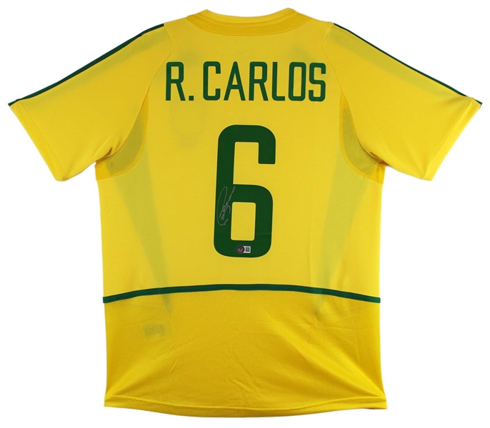 Roberto Carlos Signed Authentic Brazil Yellow Jersey (Beckett/BAS)