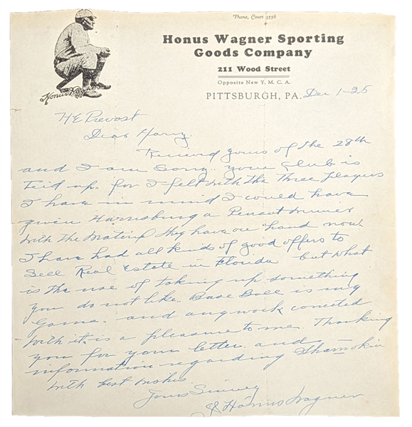 Honus Wagner Handwritten & Signed Letter with Great Baseball Content (PSA/DNA LOA)