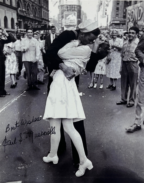 Carl Muscarello Signed 8" x 10" V-J Day in Times Square Photo (Third Party Guaranteed)