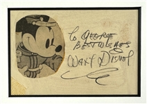 Walt Disney Rare Signed Album Page with Early Block-Letter Autograph in Custom Framed Display (Beckett/BAS LOA & Phil Sears LOA)