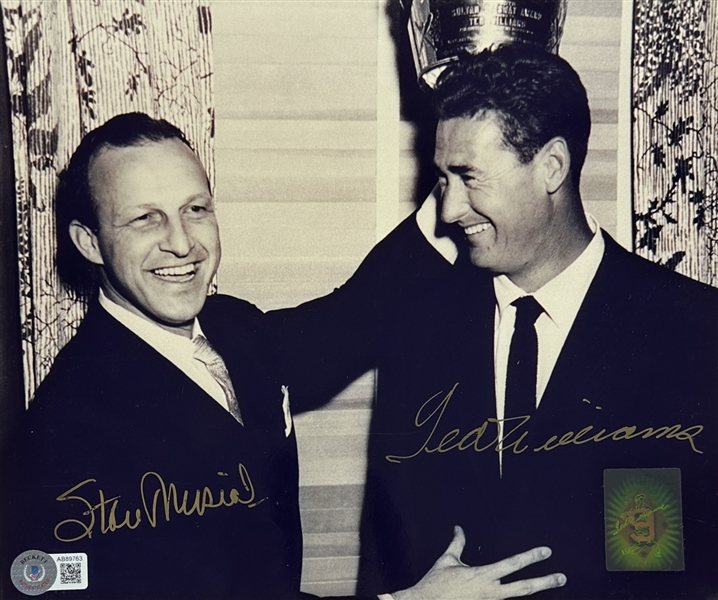 Ted Williams & Stan Musial Dual Signed 8" x 10" Photograph (Green Diamond Holo & Beckett/BAS LOA)