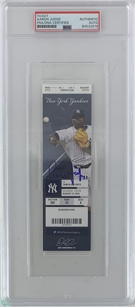 Aaron Judge Signed 2016 NY Yankees Ticket - Judges MLB Debut & First Career Home Run! (PSA/DNA Encapsulated)