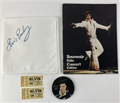 Elvis Presley Concert Worn Scarf from 2-14-1977 Show @ St Petersburg FL w/ Concert Tickets, Program & Button