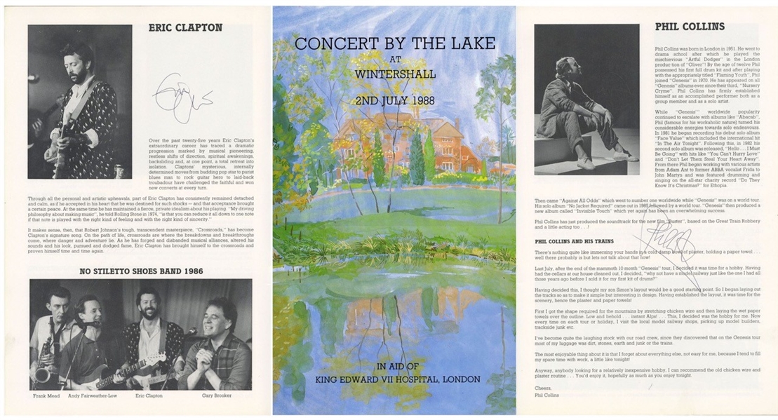 Eric Clapton, Phil Collins & Others 1988 Autographed Concert By The Lake Charity Concert Program (UK)