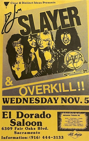 Slayer: Dave Lombardo Signed Original 1986 flyer (Third Party Guaranteed)