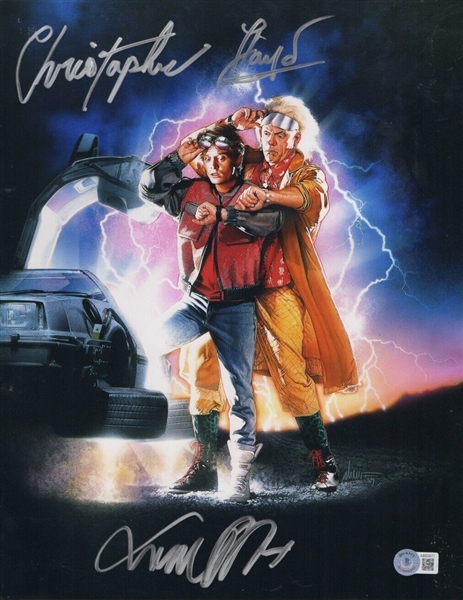 Back To The Future II: Michael J. Fox & Christopher Lloyd Dual Signed 11" x 14" Color Photo (Beckett/BAS LOA)