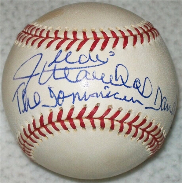 Juan Marichal Single Signed ONL Baseball with "The Dominican Dandy" Inscription (Beckett/BAS)