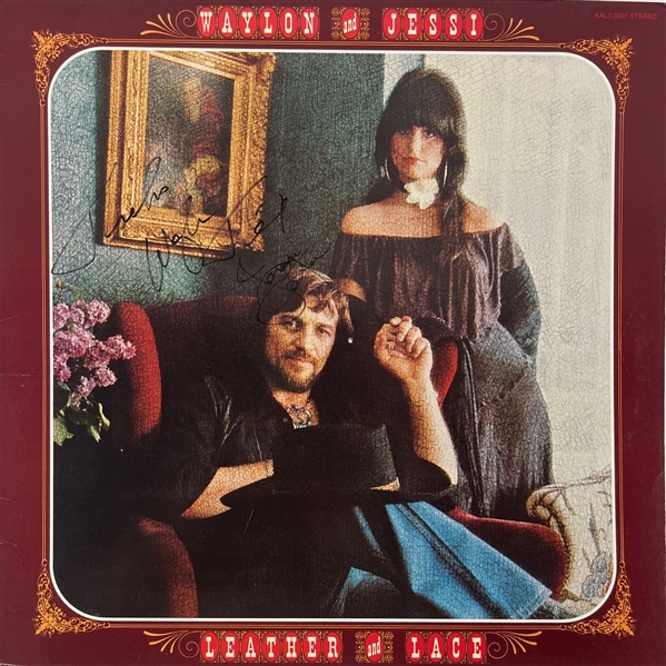 Waylon Jennings & Jessi Colter Signed "Leather and Lace" Album Cover (Beckett/BAS)