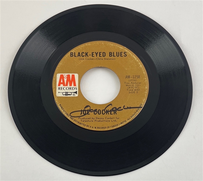 Joe Cocker In-Person Signed "Black-Eyed Blues" 45 RPM (Third Party Guaranteed)