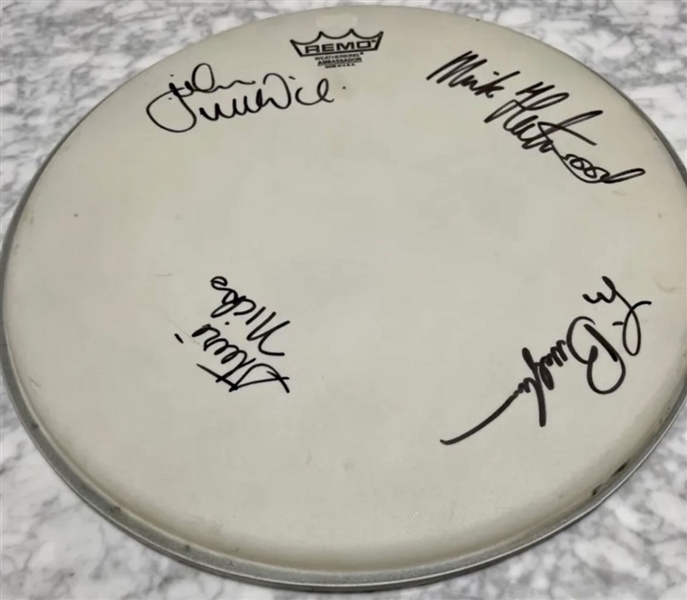 Fleetwood Mac Group Signed Large Remo Drumhead (4 Sigs) (Beckett/BAS Authentication)