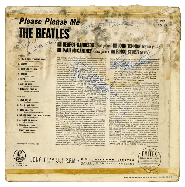 The Beatles Fully Group Signed “Please Please Me” Album (4 Sigs) (UK) (Tracks COA & Epperson/REAL LOAs) 