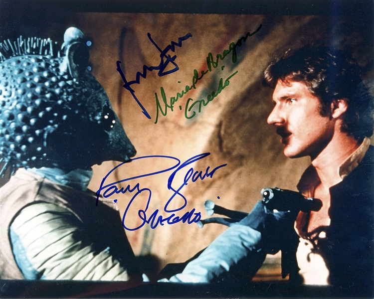 Star Wars: Harrison Ford & “Greedo” Signed “Mos Eisley Cantina” 10” x 8” Photo From “A New Hope” (Third Party Guaranteed)