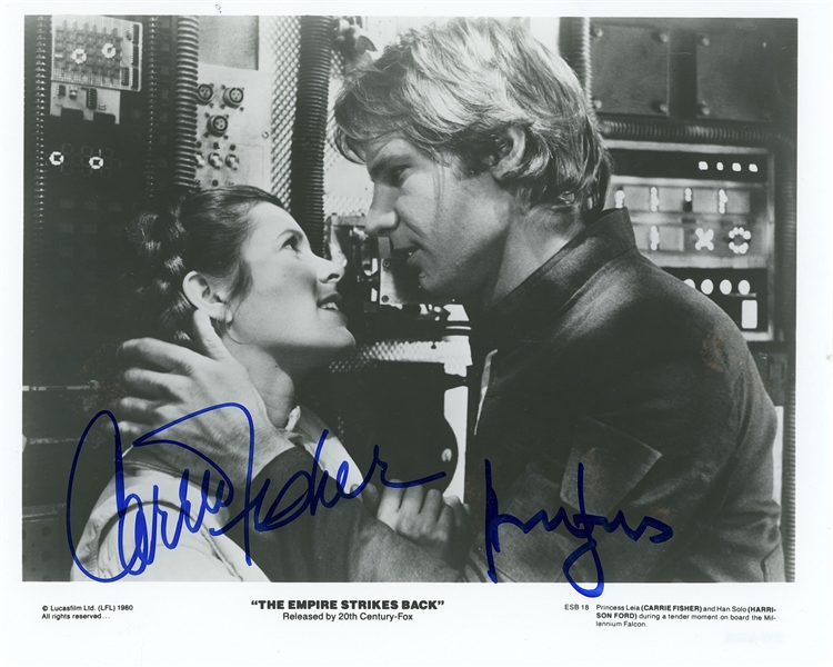 Star Wars: Fisher & Ford Signed 10” x 8” Photo From “The Empire Strikes Back” (Third Party Guaranteed)