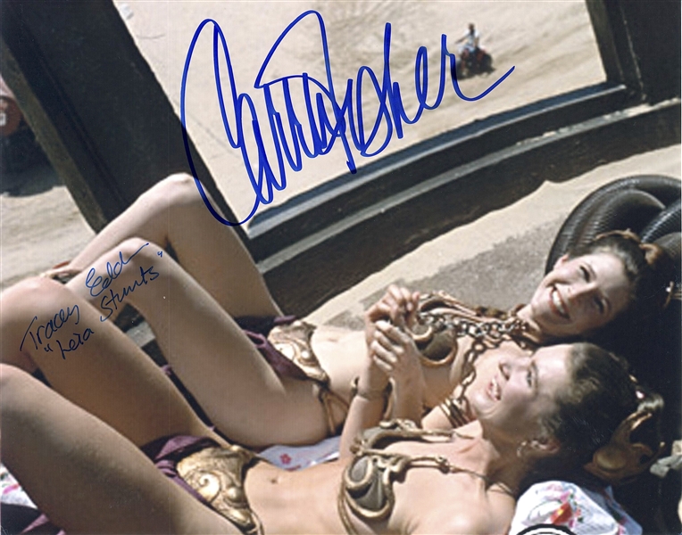 Star Wars: Carrie Fisher & “Slave Leia” Stunt Double Signed 10” x 8” Photo from “Return of the Jedi” (Third Party Guaranteed)