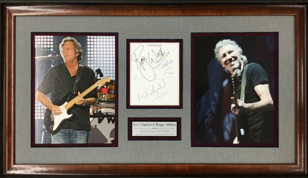 Eric Clapton and Roger Waters Dual-Signed 5” x 6” Card Framed (JSA Authentication) 
