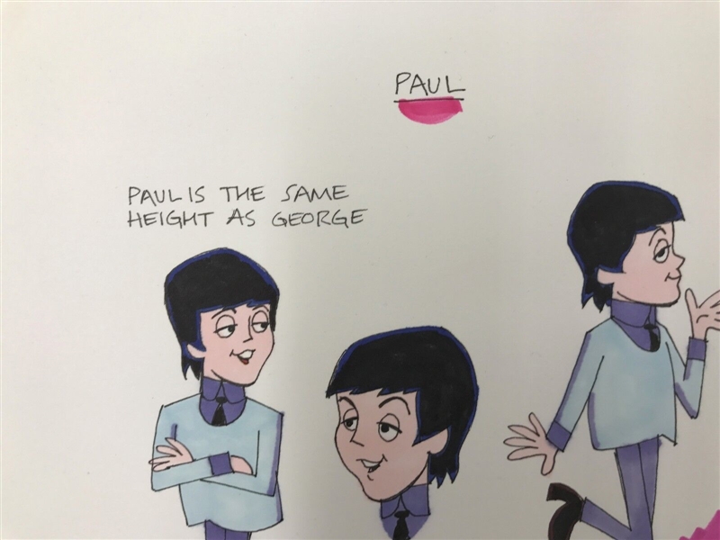The Beatles: Ron Campbell Original Gauche Drawing Model Sheet Story Board “Saturday Morning Cartoons” Featuring Paul McCartney Framed (Third Party Guaranteed) 