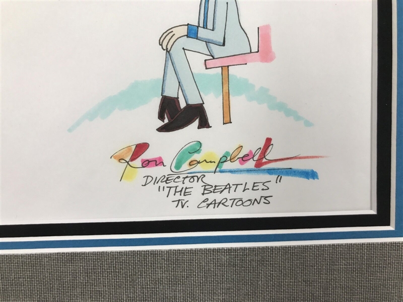 The Beatles: Ron Campbell Original Gauche Drawing Model Sheet Story Board “Saturday Morning Cartoons” Featuring Ringo Starr Framed (Third Party Guaranteed) 