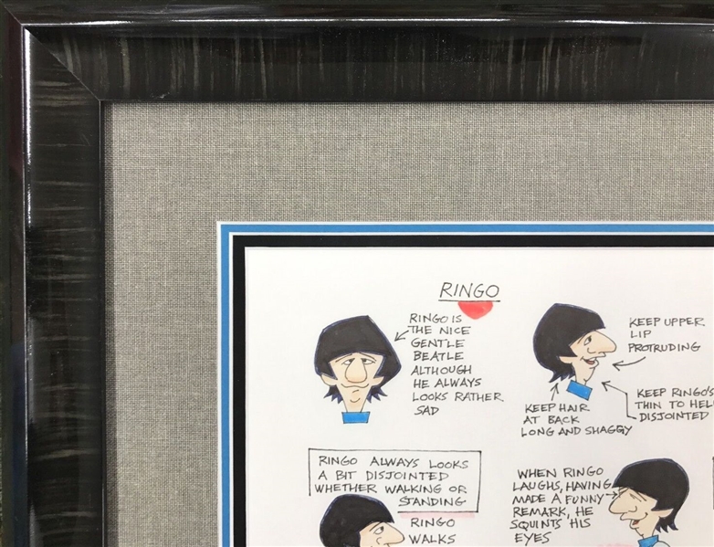 The Beatles: Ron Campbell Original Gauche Drawing Model Sheet Story Board “Saturday Morning Cartoons” Featuring Ringo Starr Framed (Third Party Guaranteed) 