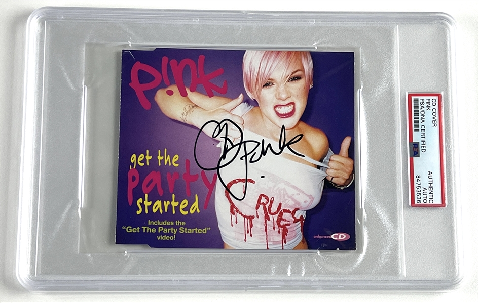 Pink Signed “Get The Party Started” CD Insert Cover (PSA Encapsulated)    