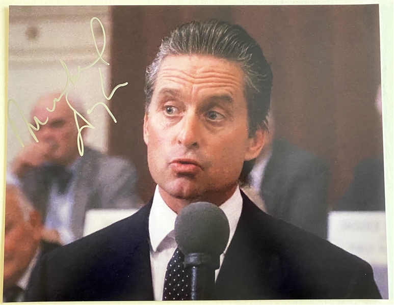 Wall Street: Michael Douglas In-Person Signed 14” x 11” Photo (JSA Authentication)
