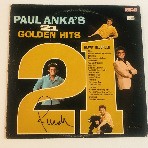 Paul Anka In-Person Signed “21 Golden Hits” Album Record (John Brennan Collection) (Beckett/BAS Authentication)