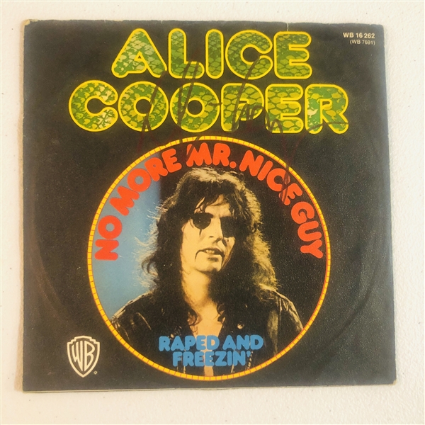 Alice Cooper In-Person Signed “No More Mr. Nice Guy” 45 RPM Record (John Brennan Collection) (Beckett/BAS Authentication)