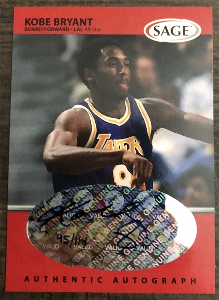 Kobe Bryant GEM MINT 10 Signed 1999 Sage Card (#95/114) (JSA Authentication & Grading) 
