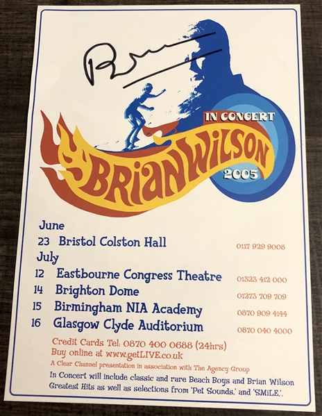 Beach Boys: Brian Wilson 2005 Tour 6” x 8” Handbill (Tracks COA) (Third Party Guaranteed) 