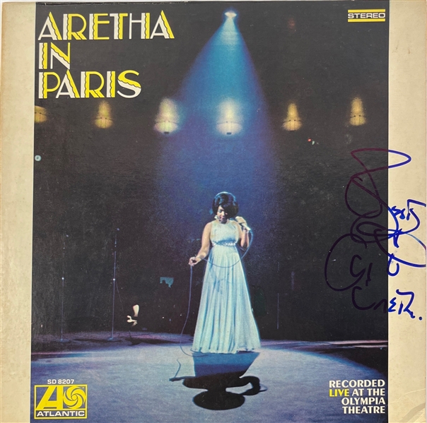 Aretha Franklin Signed "in Paris" Album Cover w/ Vinyl (Beckett/BAS LOA)