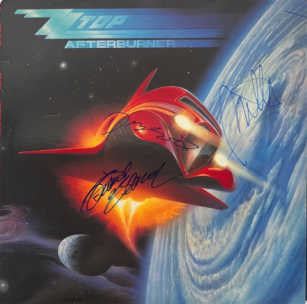 ZZ Top: Group Signed "Afterburner" Album Cover w/ Vinyl (Epperson/REAL LOA)