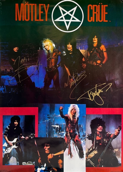 Motley Crue: Group Signed 20.5" x 29" Poster (4 Sigs)(Epperson/REAL LOA)