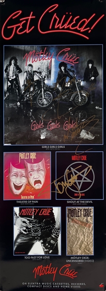 Motley Crue: Group Signed 11" x 30" Get Crued Poster (4 Sigs)(Epperson/REAL LOA)