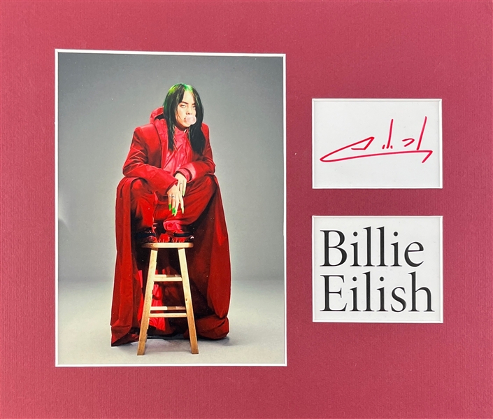 Billie Eilish Signed 2.25" x 3.25" Cut in Custom Matted Display (Beckett/BAS LOA)