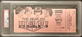 The Beatles: Large Full 1965 Premiere Showing Ticket for "Help!" (PSA/DNA Encapsulated)