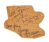 The Beatles: John Lennon & George Harrison Dual Signed Cut Sheet w/ Vintage 1963 Signatures! (Tracks UK LOA) 