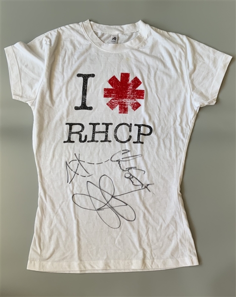Red Hot Chili Peppers Pair of Group Signed His & Hers T-Shirts (8 Total Sigs) (Third Party Guaranteed)