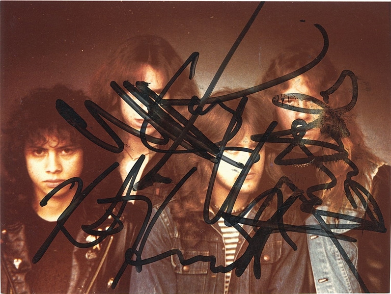 Metallica Group Signed w/ Cliff Burton 5” x 3.75” Photo (4 Sigs) (Third Party Guaranteed)