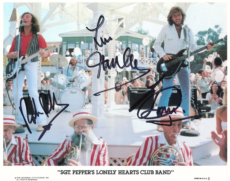 Bee Gees Group Signed “Sgt. Pepper’s” 1978 Release 10” x 8” Lobby Card (3 Sigs) (Roger Epperson/REAL Authentication)