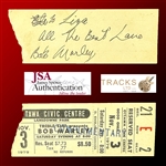 Bob Marley Incredibly Rare Signed 1979 Ottawa Canada Concert Ticket (Tracks UK LOA & JSA LOA)