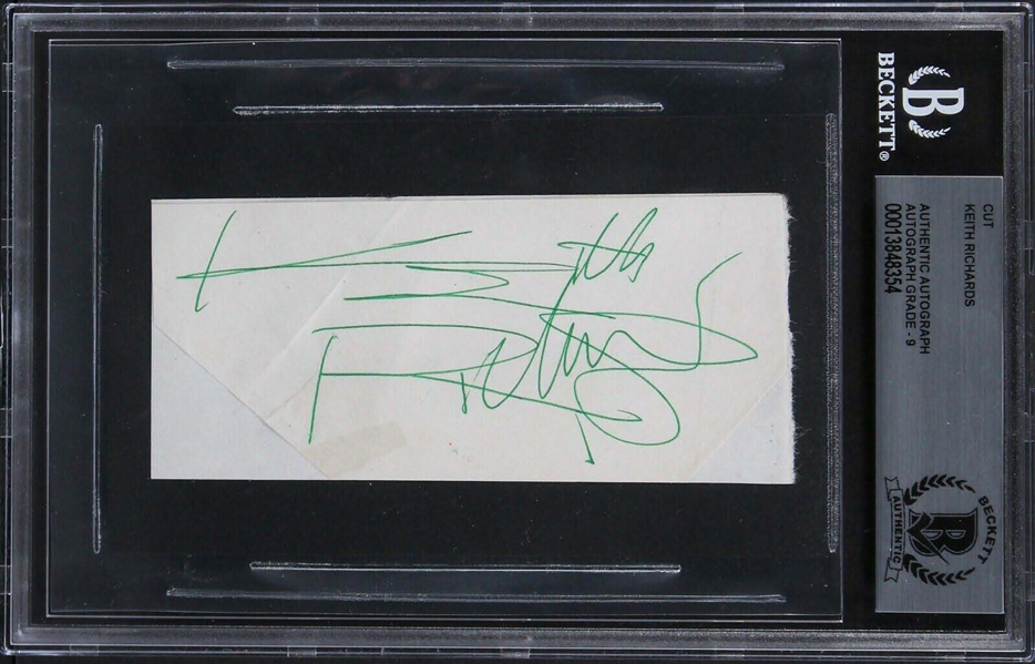 Rolling Stones: Keith Richards Signed Segment w/ Mint 9 Auto! (Beckett/BAS Encapsulated)