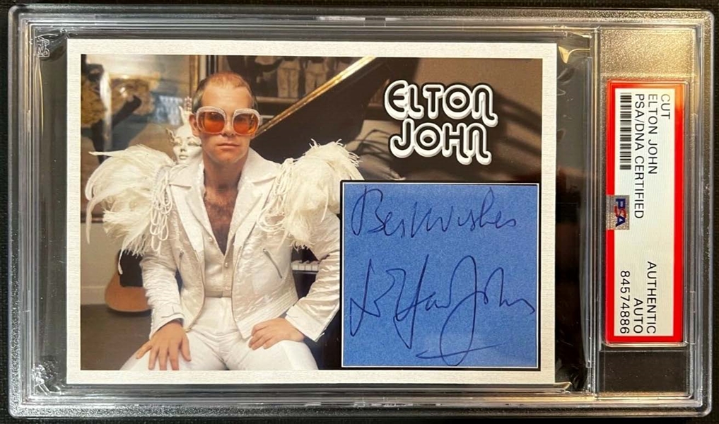 Elton John Signed Custom Card (PSA/DNA Encapsulated)